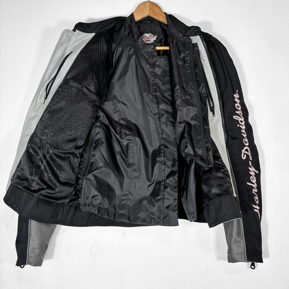 Harley-Davidson Womens XL Mesh Riding Jacket Silver Mesh Lined Padded - Picture 4 of 7